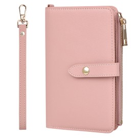Lychii RFID Travel Passport Wallet Organizer, Slim Leather Passport Holder Case for Passports, Credit Cards, Tickets, Money, Travel Documents Essentials - Pink
