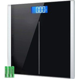 Bathroom Scale for Body Weight Highly Accurate Digital Weighing Machine for People Large Size Backlit LCD Display 6mm Tempered Glass 400 Pounds