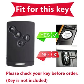 KUNIO Car Key Fob Cover for Renault Duster, Captur, Clio 4, Logan, Megane 1 2 3, Koleos, Scenic - 4 Buttons, Black, TPU Material
