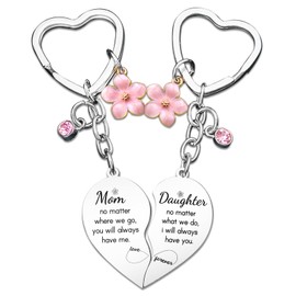 WXCATIM 2 Pcs Mother Daughter Keychain Set Matching Keychains Mom Birthday Christmas Mothers Day Gifts From Daughter Keychain Set For Women