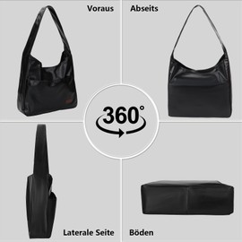 HIBAOJUN Vintage PU Tote Bag, Shoulder Bag, Shoulder Bag, Work Bag, Women's Shopper Bag, Large, No Smell, Great Gift for Women, black