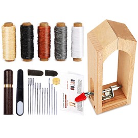 Leather Working Pony - Mini Stitching Pony for Leather, Leather Sewing Clamp,Leather Sewing Kits with Leather Needle and Thread, Thread Waxed for Leather Sewing