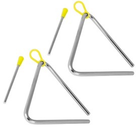 TIGER TRI7-2-MT 15CM (6") Heavy-Duty Steel Triangle Instrument, Complete with Rubberised Handle and Beater, Ideal for Early Development of Rhythm and Primary School Use, Pack of 2