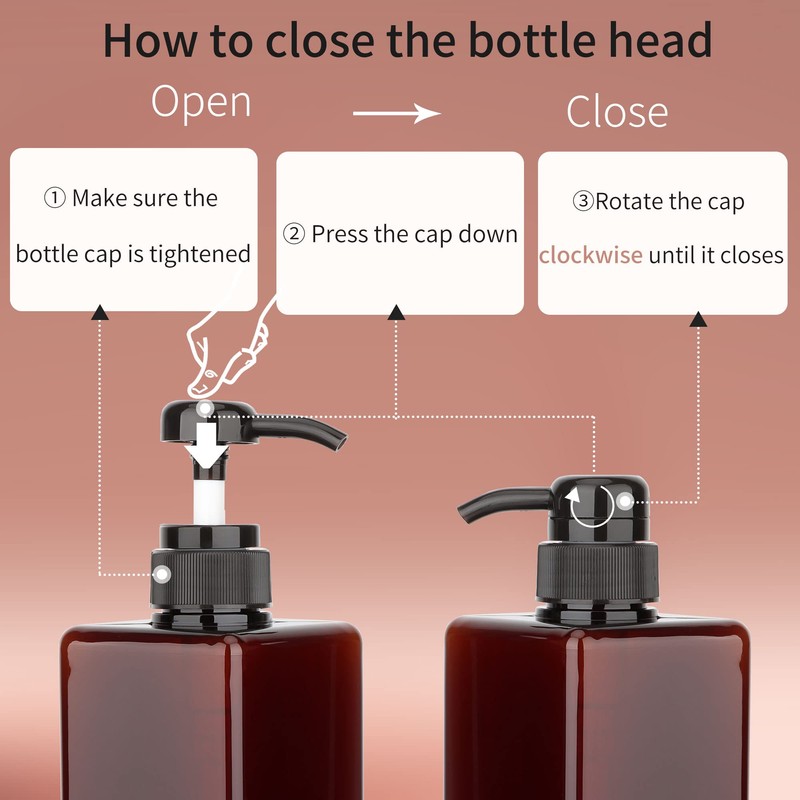 450ml (15.2oz) Pump Bottle Dispenser Jansburg 2Pack Refillable Square Plastic