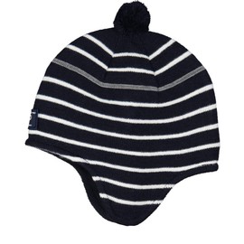 POLARN O.PYRET Signature Stripe Merino Wool Pilot Cap (2-9YRS) - 2-9 Years/Dark Sapphire