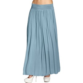 Caspar RO012 Women's Lightweight Long Summer Skirt, jeans blue