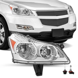 JSBOYAT Fits for 2009-2012 Chevy Traverse LS | LT Headlights Halogen Style Chrome Housing OE Style Factory Headlight Assembly Passenger Right Side No Fog Headlamps Front Lamp