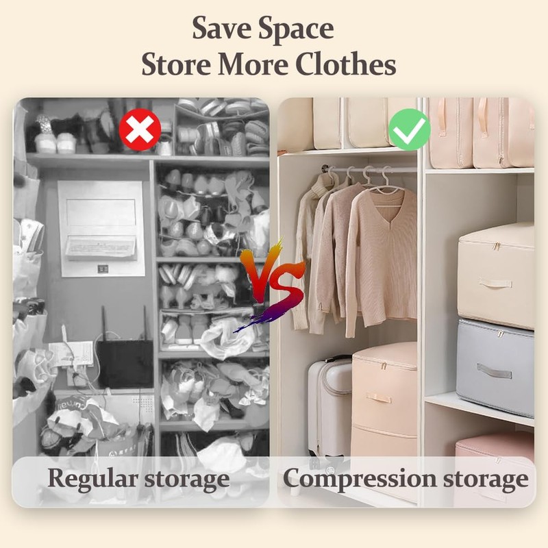 GMYIAK Self-Compression Organiser Bag,Ultra Space Saving Storage Bag For Clothes,Vacuum