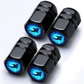 Tire Valve Stem Caps Killer Whale Car Accessories 4-Pack-Aluminum Alloy Rust-Proof Universal Dust Covers Tire Air Cap for Car, SUV, Bike, Motorcycle,Killer Whale Gifts Decor