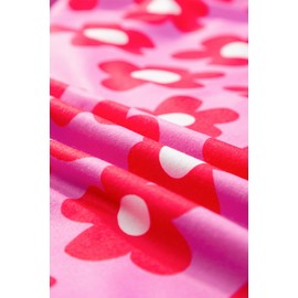 KevaMolly Womens Pajama Sets Rosy Flower Print Buttoned Drawstring Waist Lounge Set Short Sleeve Top and Shorts 2XL