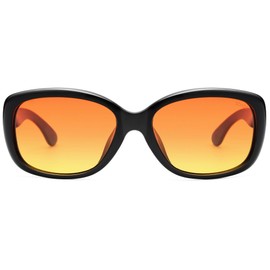 SOJOS Vintage Square Sunglasses for Womens Men Polarized UV Protection SJ2111 Black Frame/Orange Yellow Lens