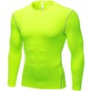 Fluorescent Green Compression Shirts Mens Long Sleeve Running Gym Top