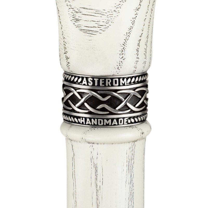 Asterom White Walking Cane - Handmade, Ergonomic, Sturdy - Wooden