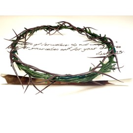 Wearable Crown of Thorns with Veil of Veronica - Jesus Crown Lifesize 8 inch - Plastic Headpiece for Passion Day, Christmas Decor, Church Play Prop