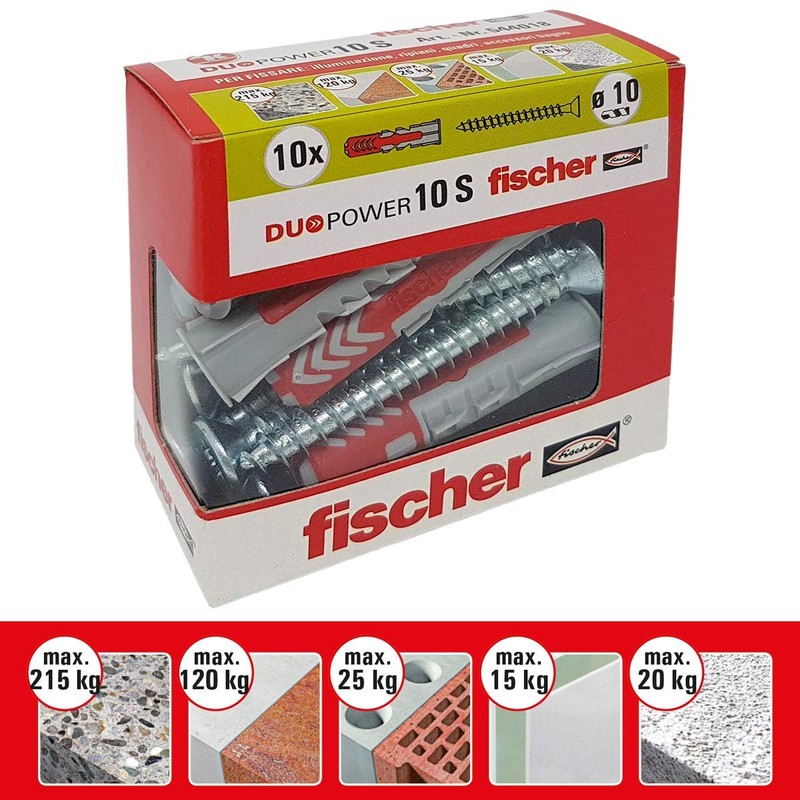 Fischer 544018 S Y 10 x Duopower Dowels with Screw,