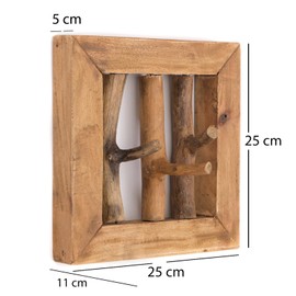 CREEDWOOD Leonor 25 Wall Coat Rack, Mahogany Wood, 25 cm, 3 Hooks, AST Coat Rack, Hallway Coat Rack, Wall Hooks, Natural Coat Panel, Clothes Hooks