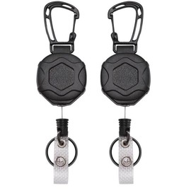 Xnourney 2 Pack Retractable Keychain Heavy Duty, Badge Reels Retractable, Tactical ID Badge Holder with Upgraded Zinc Alloy Carabiner, 31.5'' Coated Steel Cord, Bearing 9 oz