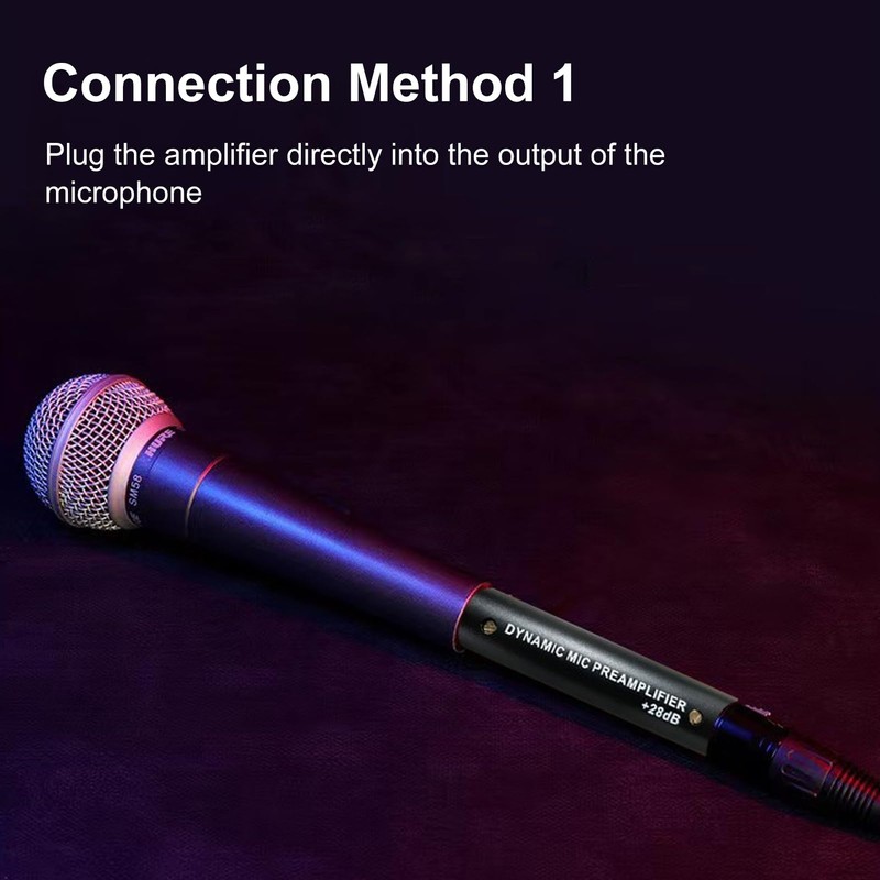 Mic Preamp with 28dB Gain, Compact Dynamic Microphone Booster with