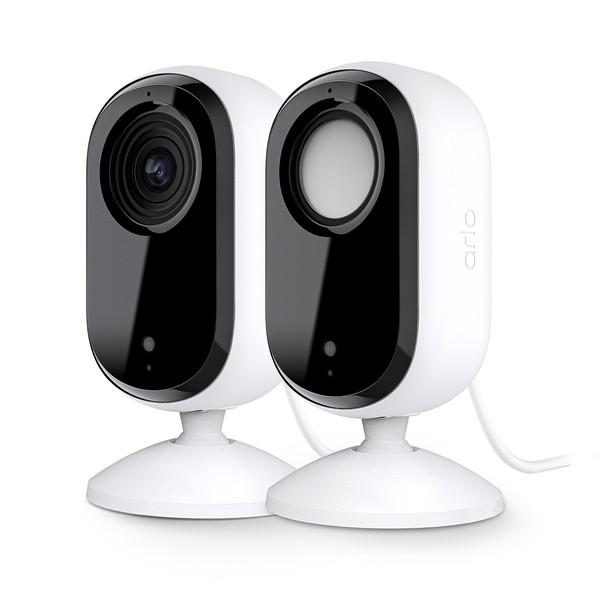 Arlo Essential Indoor 2K Security Camera (2nd Generation) – 2 Pack – Home Security, Baby Monitor, White – VMC3260 ​