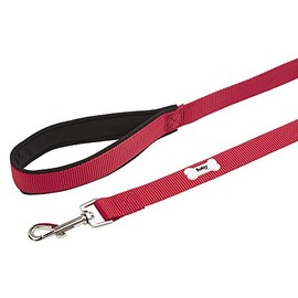 Bunty 120cm Long Soft Padded Strong Fabric Dog Puppy Pet Lead with Clip for Collar - Red