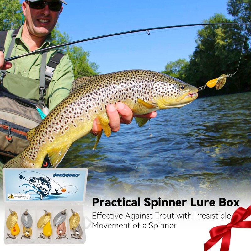 QualyQualy 5Pcs Spinner Bait Set Multi Colored Fishing Spinners Lures