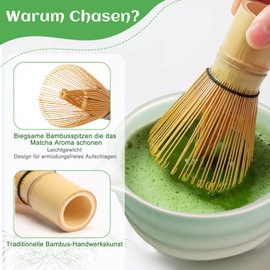 Matcha Set, AZ GOGO 4-Piece Premium Matcha Set Including Matcha Bowl with Pourer, Chasen (Bamboo Whisk), Chasen Holder & Matcha Spoon | Traditional Matcha Tea Accessories