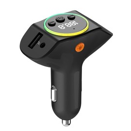 Bluetooth 5.3 FM Transmitter for Car, Wireless Car Adapter with QC3.0/PD30W Fast Charging, Hands-Free Calling, AUX/USB Playback, Navigation Broadcast & 7-Color Mood Light, Ideal for Older Cars/Trucks