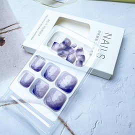 24pcs Purple French Tip Press on Toenails Short Square White Flower Fake Toe Nails with Gold Glitter Designs Summer Floral False Toenails Full Cover Acrylic Toe Nail Tips Stick on Nails for Women