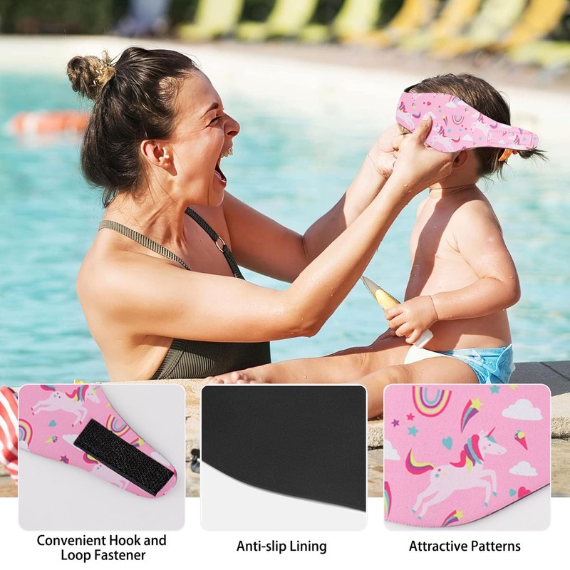 SSKHE Swimming Headband for Kids Adults, Cartoon Waterproof Adjustable Headband