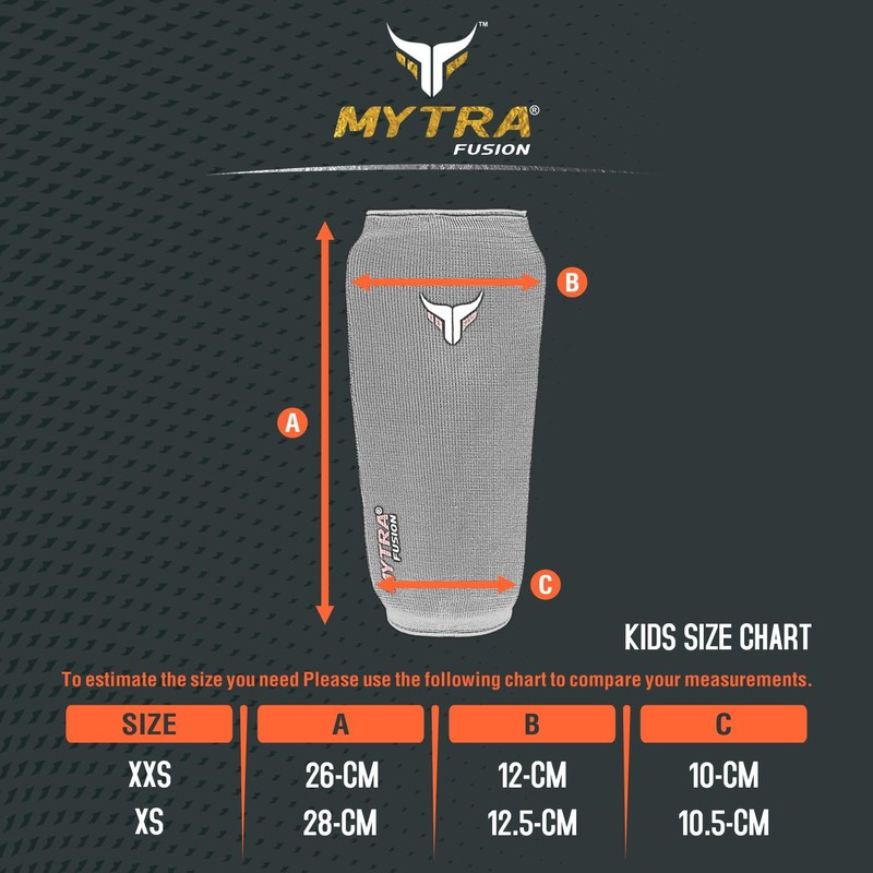 Mytra Fusion Shin Guards for Kids Elasticated Shin Pads Kick