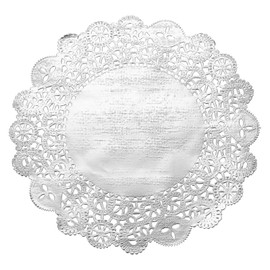 sourcing map 50 Pcs Round Paper Doilies, 8.5 Inch Disposable Lace Doilies for Food Tableware Parties Weddings Birthday, Silver
