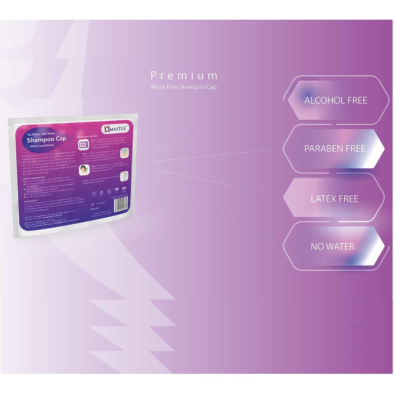 3 pk - Premium Rinse Free Shampoo Cap - Microwaveable