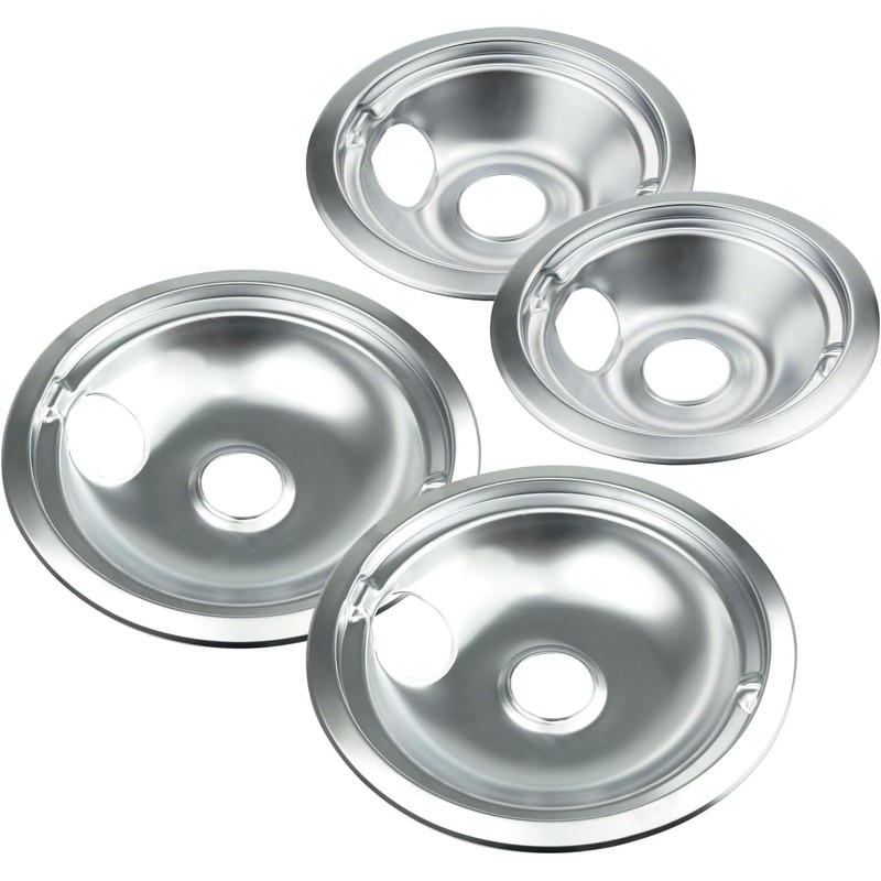 4PCS Chrome Range Drip Pans,Replacemen Electric Stove Drip Pans,Include 2