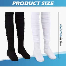 homfanseec Scrunch Football Socks, Extra Long Padded Athletic Socks with Ankle Support, 1 Pair(COLOR:white+black)