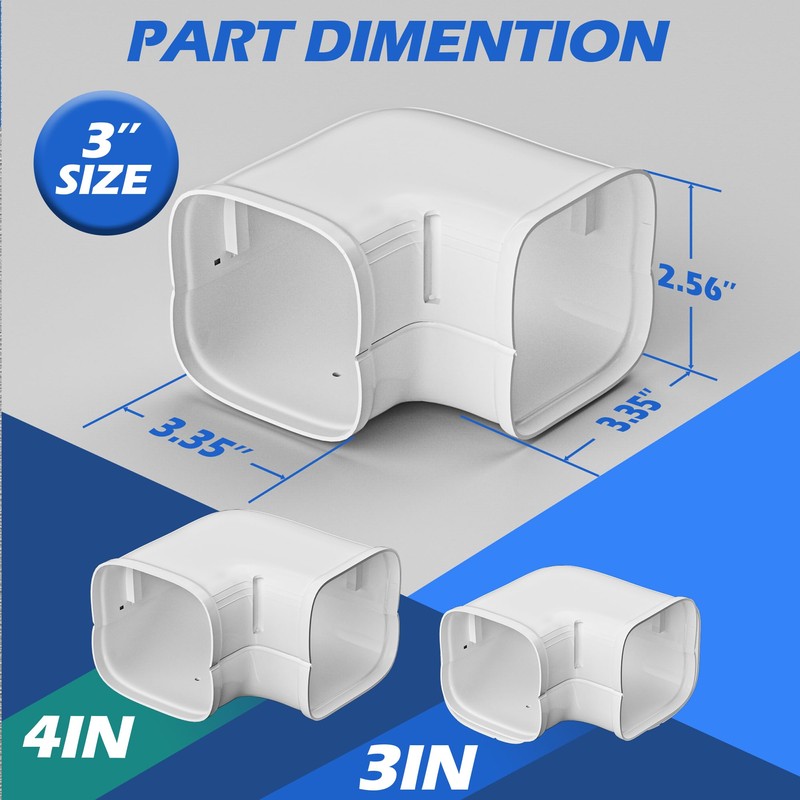 TAKTOPEAK 3" Width 90° Flat Elbow, Level Bend, Mini Split