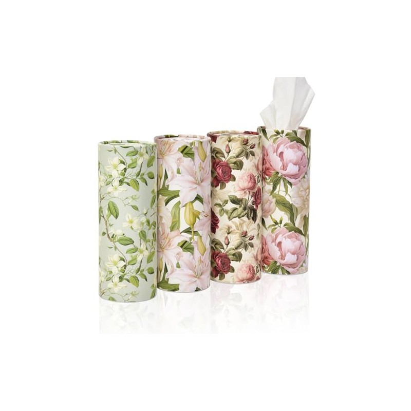 4pack Car Tissues Holder with Facial Tissues Vintage Rose Peony