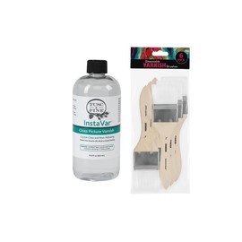 Jerry's Artarama InstaVar™ Gloss Picture Varnish & Varnish Brush Sets - Perfect for Varnish Paintings, Artists, Professionals, Restoration, & More! - 16.9oz Bottle w/ Set of 6 Brushes