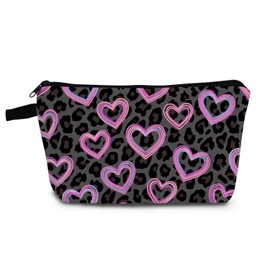 YULUENZE Leopard Cheetah Heart Makeup Bag Cute Small Organizer Bag with Zipper Leopard Cheetah Heart Cosmetic Bag Aesthetic Birthday Present for Women Friends -1