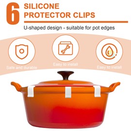 6pcs Dutch Oven Lid Protector Clips, Cookware Protectors for Stacking Bumpers Lifter Pan Accessories Dutch Oven Pot Protector Clips for Storage and Display of Dutch Oven Pots (White)