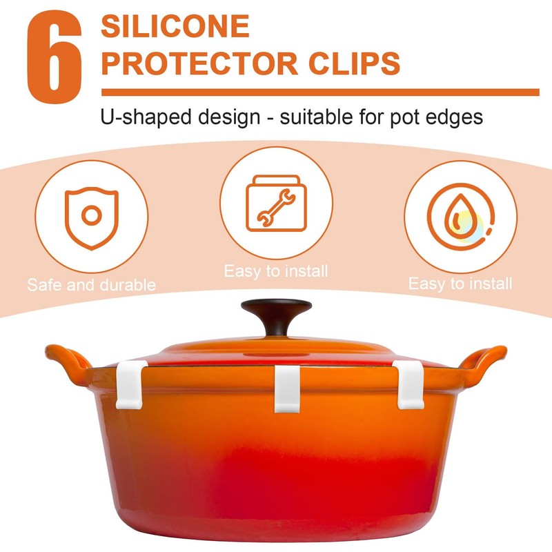 6pcs Dutch Oven Lid Protector Clips, Cookware Protectors for Stacking