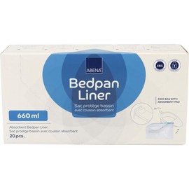 ABENA Bedpan Liner, Pack of 20, Disposable Bags with Pads, Clean & Hygienic, Fast Absorbing & Secure Commode Toilet Chair Liners