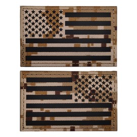 EmWoot 2PCS America American Flag Patches IR Infrared Reflective Patch Laser Cut Patch Regular and Reverse Hook and Loop(3x2 Inch Desert Camo)
