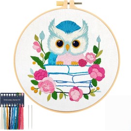 Owl Embroidery Kit for Beginners Adults, Handmade Sewing Embroidery Starter Kit,DIY Stitch Art Craft,Full Range of Embroidery Stamped Kit