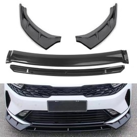 AOKAILI 4PCS Glossy Black PP Front Bumper Body Kit Spoiler Chin Spoiler Front Bumper Lip Compatible with 2021 2022 2023 Kia K5