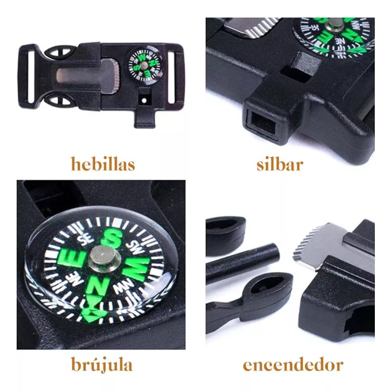 THE9SHOP Pulsera Accesorios Tactica Supervivencia Pedernal Paracord