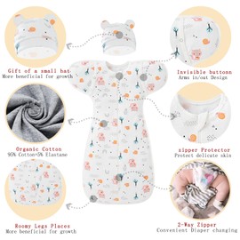 AGrape 2 Pack Baby Swaddle,Nursery Swaddles,Baby Sleep Sack,Organic Cotton Sleeping Bag for Baby,Soft Nueborn Swaddle, Newborn Sleep Sack,Anti-Startle swaddling,2 Way Zip (White, Newborn（2.2~3.8Kg）