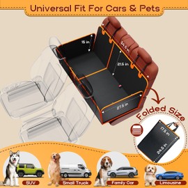 Dog Car Seat Cover for Back Seat, Upgraded PU Leather Back Seat Extender with Hard Bottom Holds 440lbs, Waterproof Anti-Scratch Pet Backseat Protector Dog Hammock for Car, SUV & Small Truck