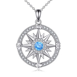 VONALA Compass Necklace 925 Sterling Silver Compass Pendant Jewellery Graduation Gifts for Women Girls