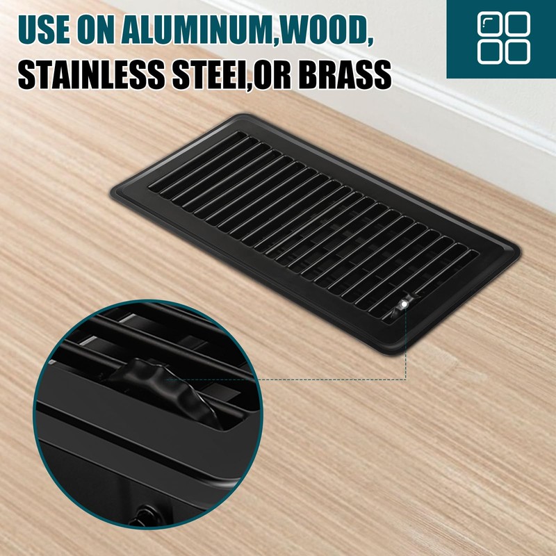 VOISEN Floor Register 4x10, 8 Pack Black Floor Vent Covers,