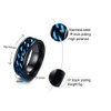 UMtrade Black Spinner Rings Classic Stainless Steel Mens Blue Rotating